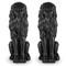 Set of 2 36.25"H Oversized MGO Black Guardian Sitting Lion Garden Statue